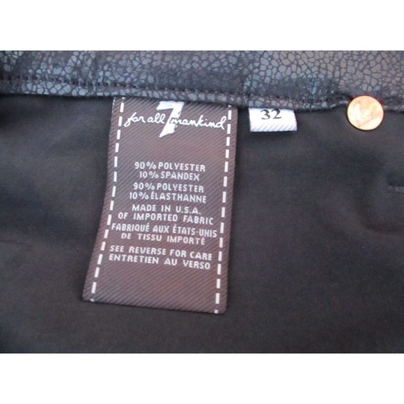 7 for all Mankind Jeans Jeggings Size 32 Black Faux/Vegan Leather Skinny Pants - Picture 16 of 16